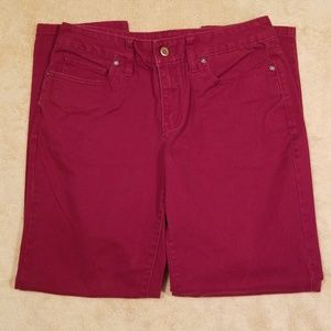 Lands' End Dark Red Straight Leg Jeans in Size 4